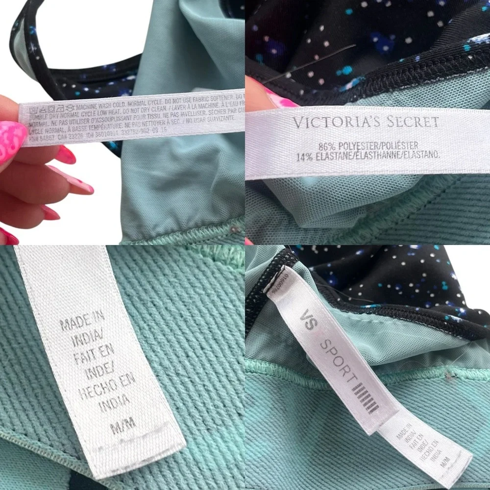 Victorias Secret VSX SPORT Womens M Blue Black Galaxy Pattern Athletic Sport Bra